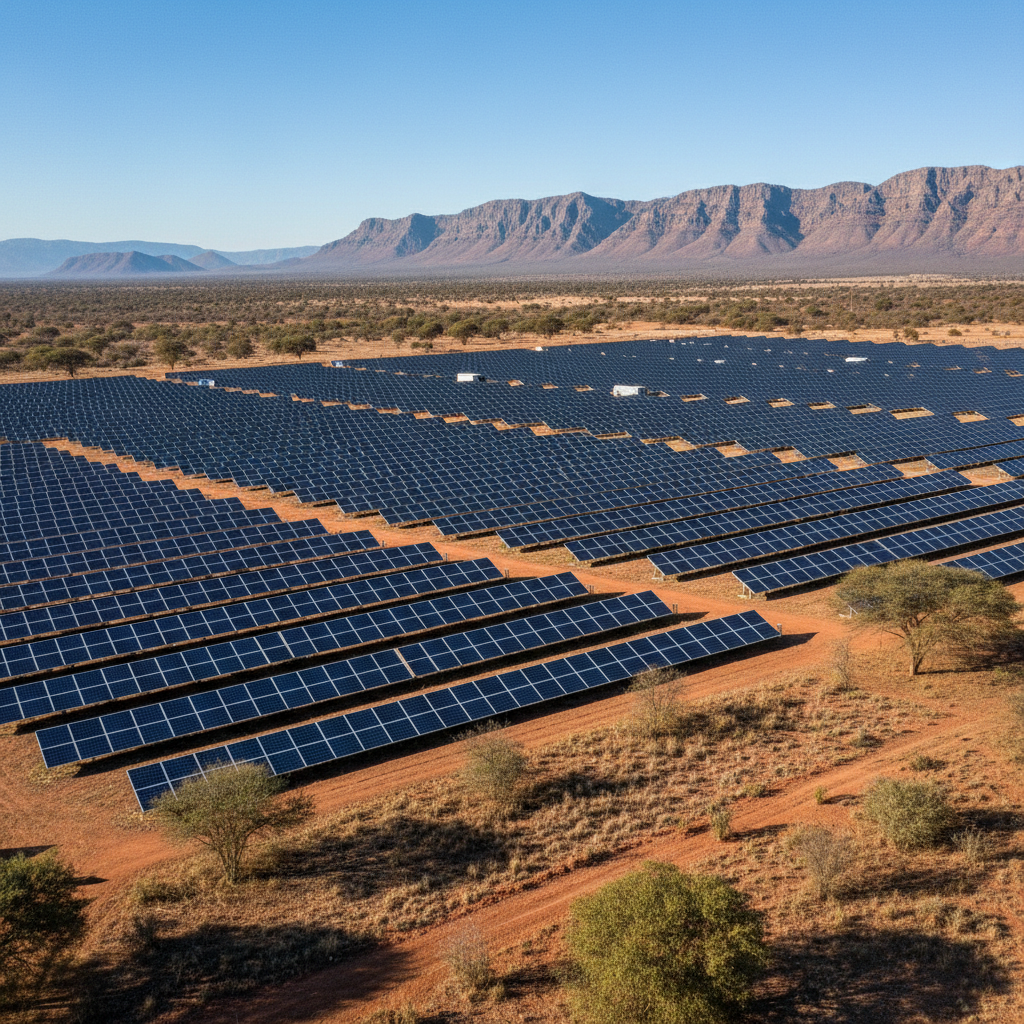 Large-scale solar farm in Africa representing renewable energy infrastructure